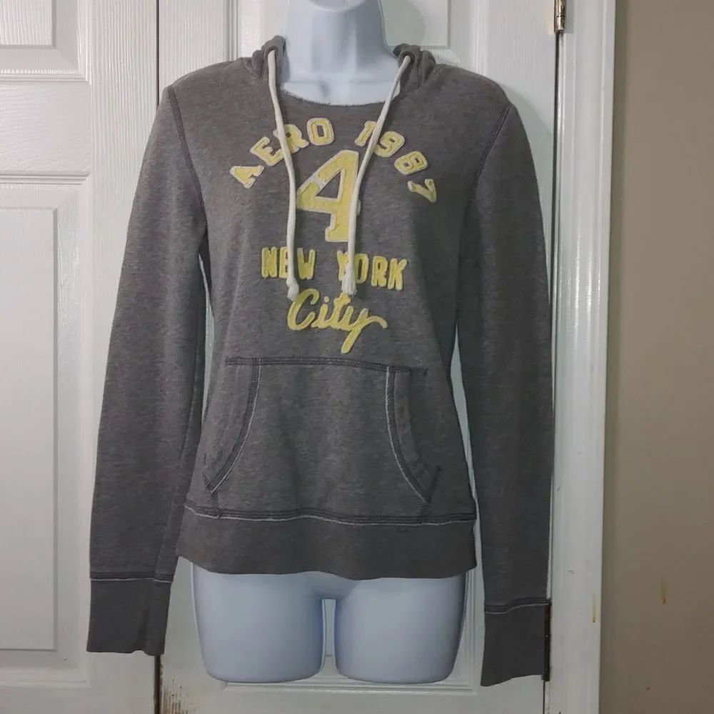 Aeropostale gray yellow hoodie sweatshirt  Sz M